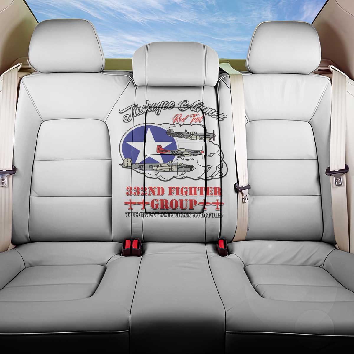 Tuskegee Airmen WWII Heroes Back Car Seat Cover The Great American Aviators White Art - Wonder Print Shop