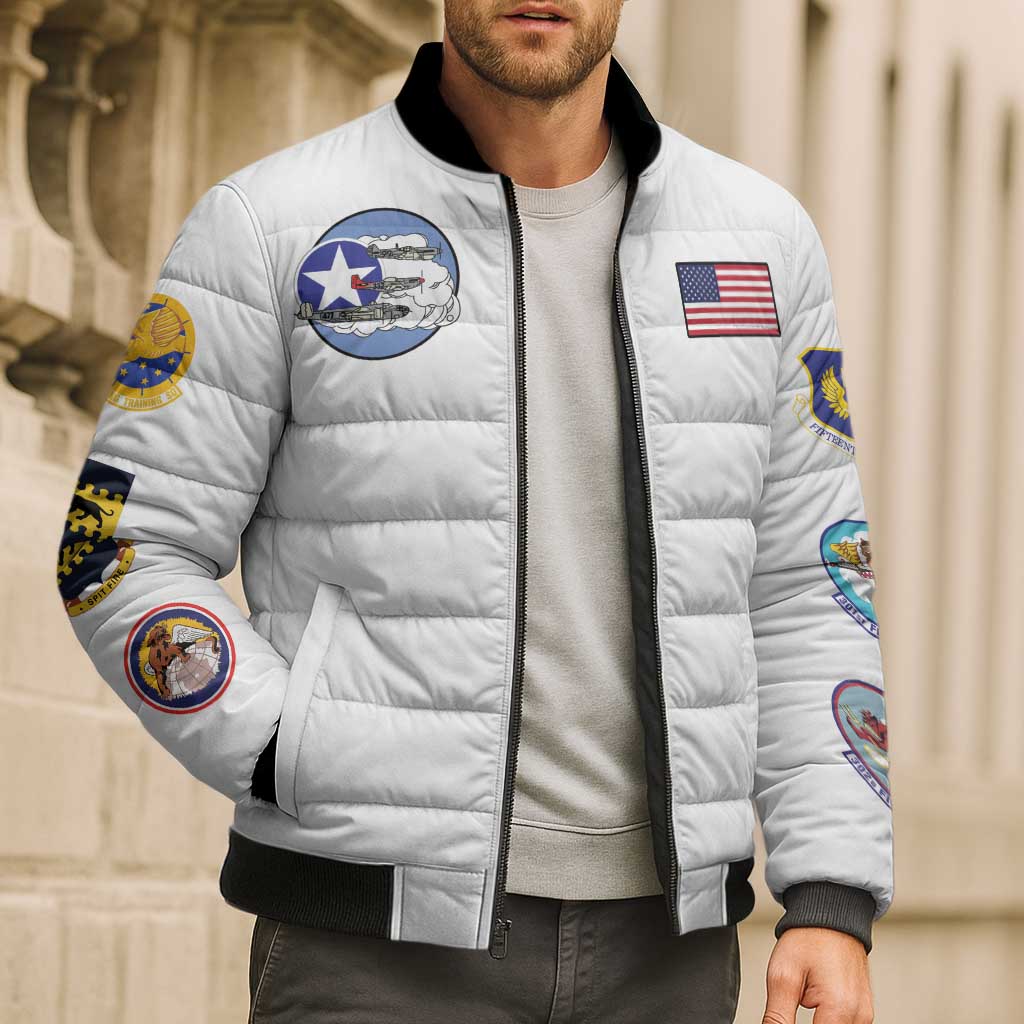 Tuskegee Airmen WWII Heroes Bomber Puffer Jacket The Great American Aviators White Art - Wonder Print Shop