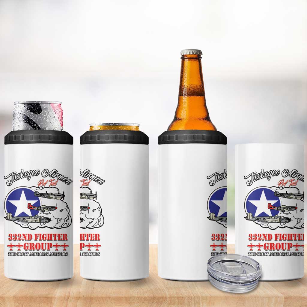 Tuskegee Airmen WWII Heroes 4 in 1 Can Cooler Tumbler The Great American Aviators White Art - Wonder Print Shop