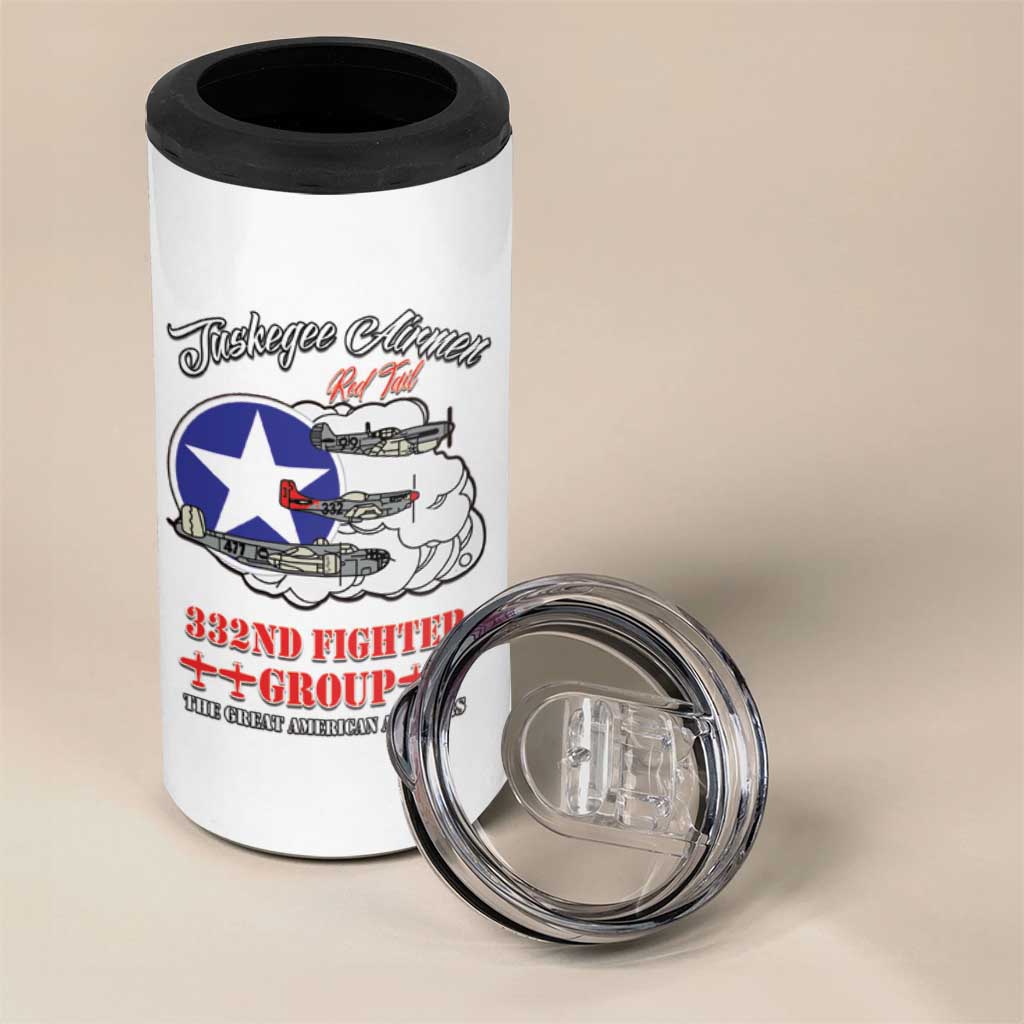 Tuskegee Airmen WWII Heroes 4 in 1 Can Cooler Tumbler The Great American Aviators White Art - Wonder Print Shop
