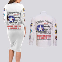 Tuskegee Airmen WWII Heroes Couples Matching Long Sleeve Bodycon Dress and Long Sleeve Button Shirt The Great American Aviators White Art - Wonder Print Shop