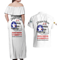 Tuskegee Airmen WWII Heroes Couples Matching Off Shoulder Maxi Dress and Hawaiian Shirt The Great American Aviators White Art - Wonder Print Shop