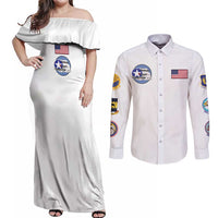 Tuskegee Airmen WWII Heroes Couples Matching Off Shoulder Maxi Dress and Long Sleeve Button Shirt The Great American Aviators White Art - Wonder Print Shop