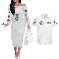 Tuskegee Airmen WWII Heroes Couples Matching Off The Shoulder Long Sleeve Dress and Hawaiian Shirt The Great American Aviators White Art - Wonder Print Shop