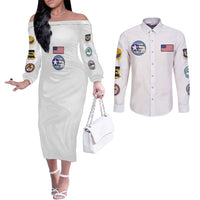 Tuskegee Airmen WWII Heroes Couples Matching Off The Shoulder Long Sleeve Dress and Long Sleeve Button Shirt The Great American Aviators White Art - Wonder Print Shop
