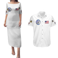 Tuskegee Airmen WWII Heroes Couples Matching Puletasi and Hawaiian Shirt The Great American Aviators White Art - Wonder Print Shop