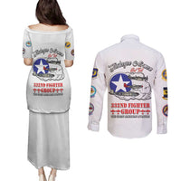 Tuskegee Airmen WWII Heroes Couples Matching Puletasi and Long Sleeve Button Shirt The Great American Aviators White Art - Wonder Print Shop