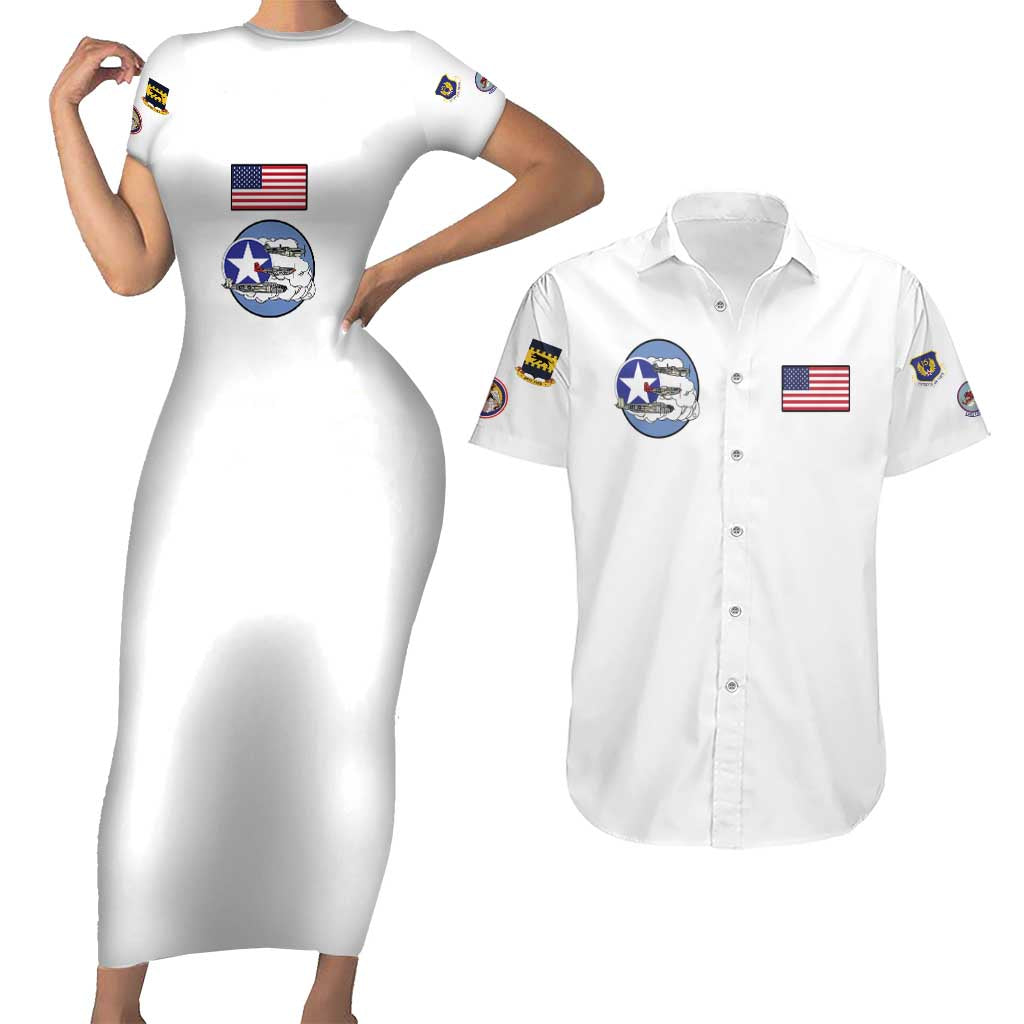 Tuskegee Airmen WWII Heroes Couples Matching Short Sleeve Bodycon Dress and Hawaiian Shirt The Great American Aviators White Art - Wonder Print Shop