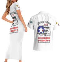Tuskegee Airmen WWII Heroes Couples Matching Short Sleeve Bodycon Dress and Hawaiian Shirt The Great American Aviators White Art - Wonder Print Shop