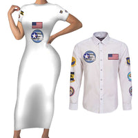 Tuskegee Airmen WWII Heroes Couples Matching Short Sleeve Bodycon Dress and Long Sleeve Button Shirt The Great American Aviators White Art - Wonder Print Shop