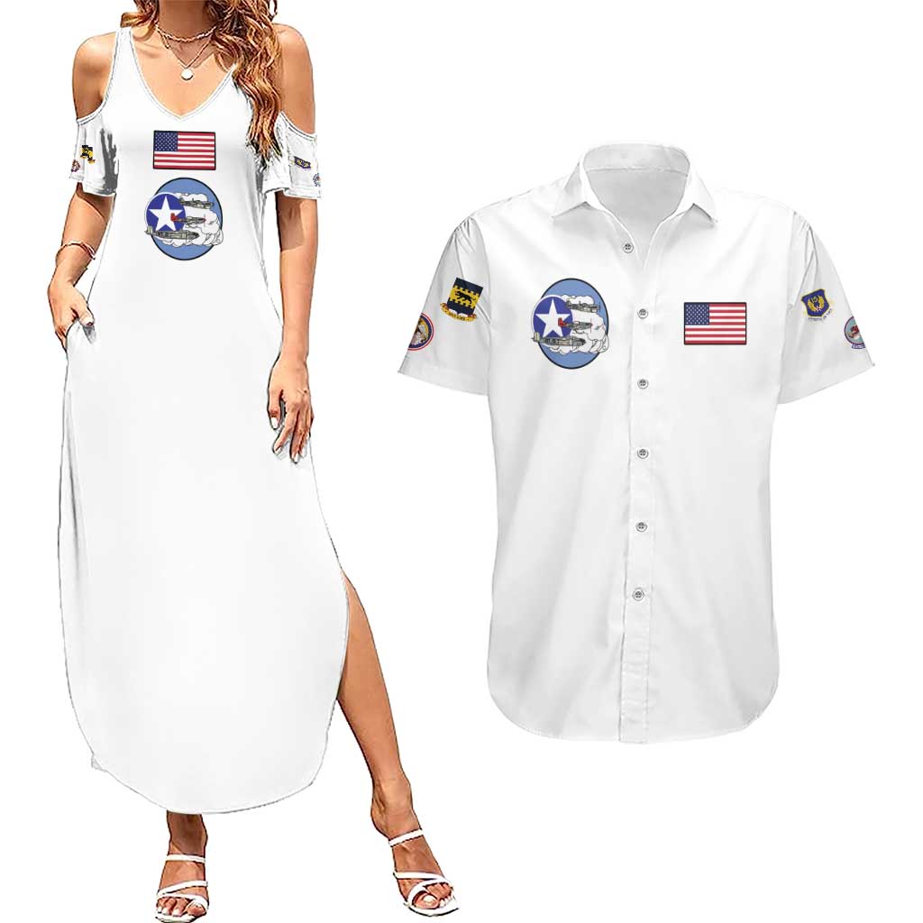 Tuskegee Airmen WWII Heroes Couples Matching Summer Maxi Dress and Hawaiian Shirt The Great American Aviators White Art - Wonder Print Shop
