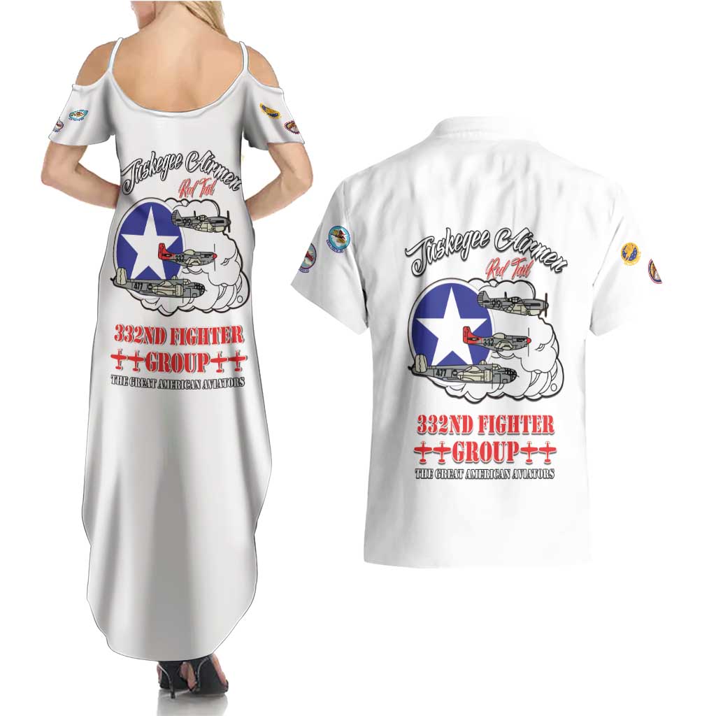 Tuskegee Airmen WWII Heroes Couples Matching Summer Maxi Dress and Hawaiian Shirt The Great American Aviators White Art - Wonder Print Shop