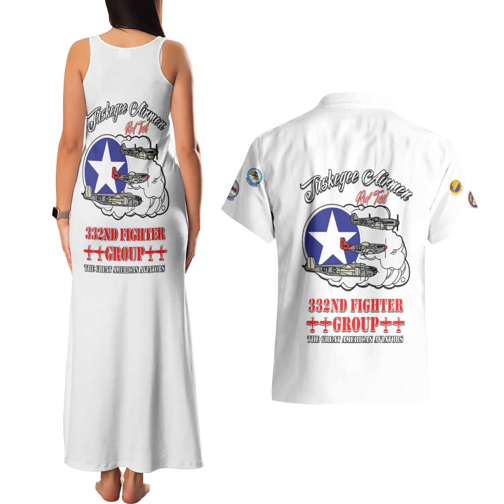 Tuskegee Airmen WWII Heroes Couples Matching Tank Maxi Dress and Hawaiian Shirt The Great American Aviators White Art - Wonder Print Shop