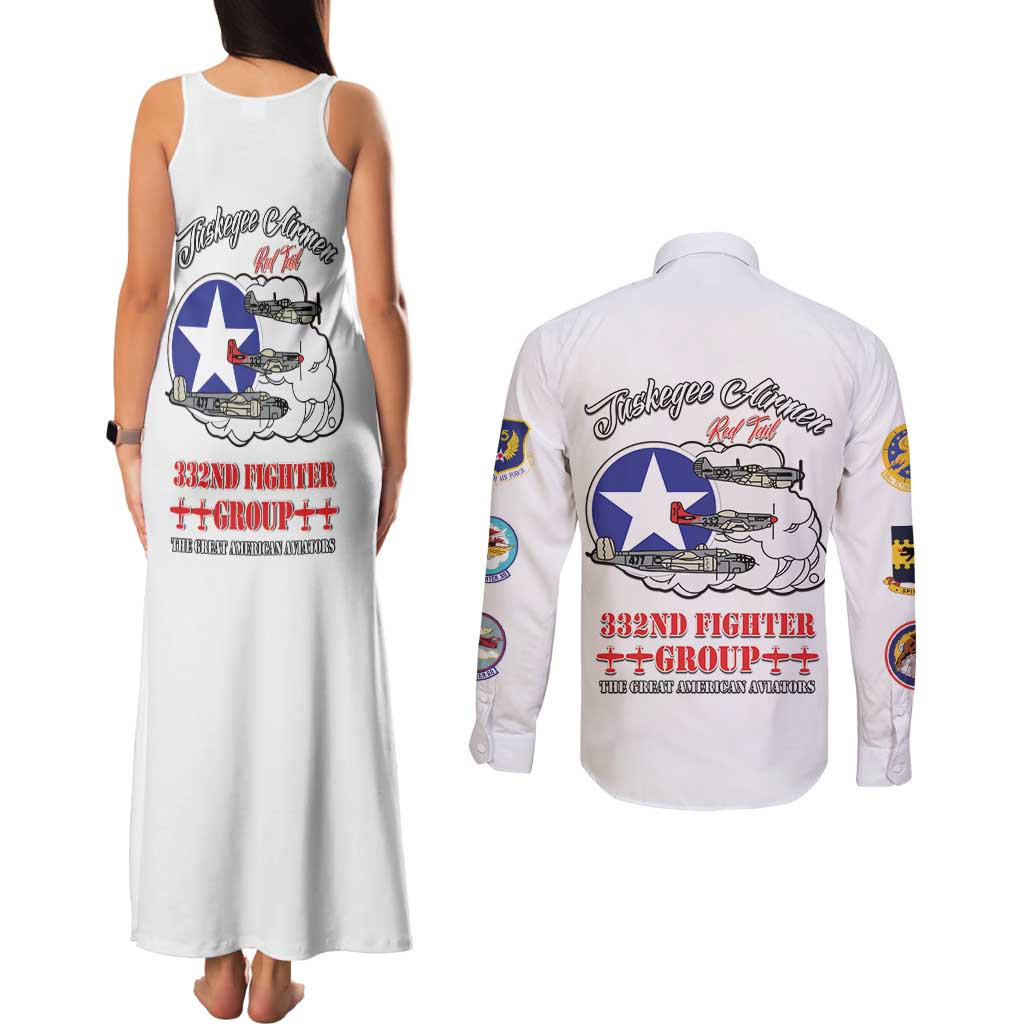Tuskegee Airmen WWII Heroes Couples Matching Tank Maxi Dress and Long Sleeve Button Shirt The Great American Aviators White Art - Wonder Print Shop