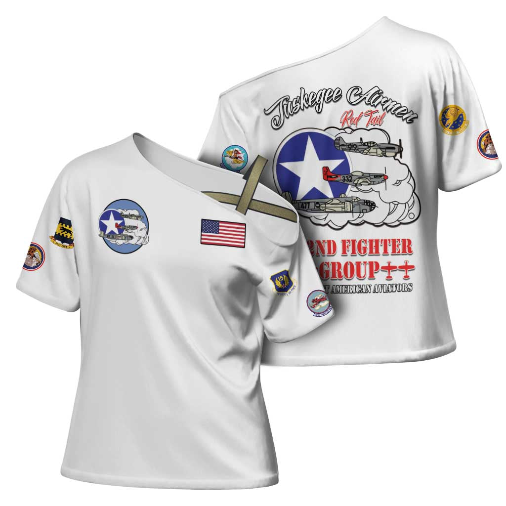 Tuskegee Airmen WWII Heroes Cross Shoulder Shirt The Great American Aviators White Art - Wonder Print Shop