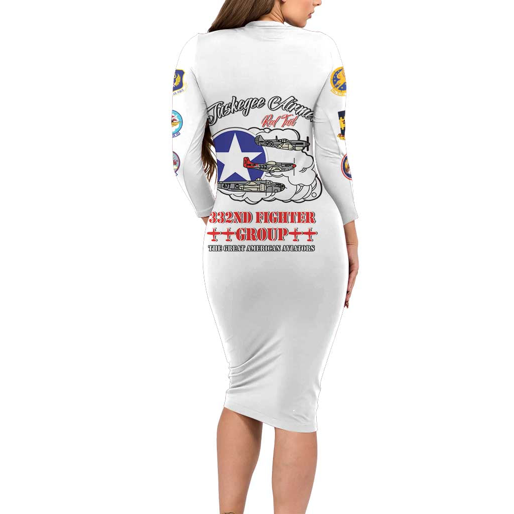 Tuskegee Airmen WWII Heroes Family Matching Long Sleeve Bodycon Dress and Hawaiian Shirt The Great American Aviators White Art - Wonder Print Shop