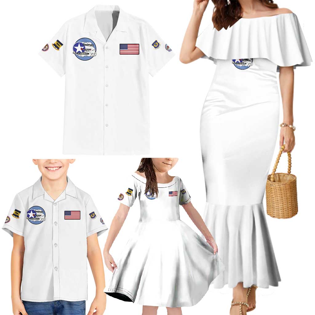 Tuskegee Airmen WWII Heroes Family Matching Mermaid Dress and Hawaiian Shirt The Great American Aviators White Art - Wonder Print Shop