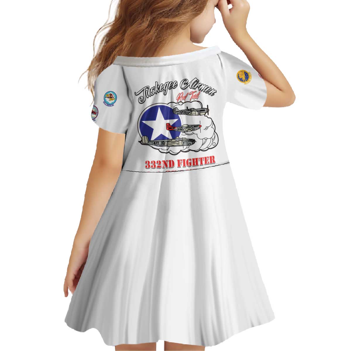Tuskegee Airmen WWII Heroes Family Matching Off The Shoulder Long Sleeve Dress and Hawaiian Shirt The Great American Aviators White Art - Wonder Print Shop