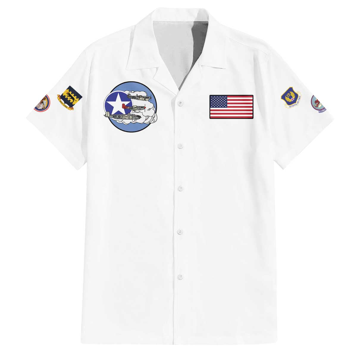 Tuskegee Airmen WWII Heroes Family Matching Off The Shoulder Long Sleeve Dress and Hawaiian Shirt The Great American Aviators White Art - Wonder Print Shop