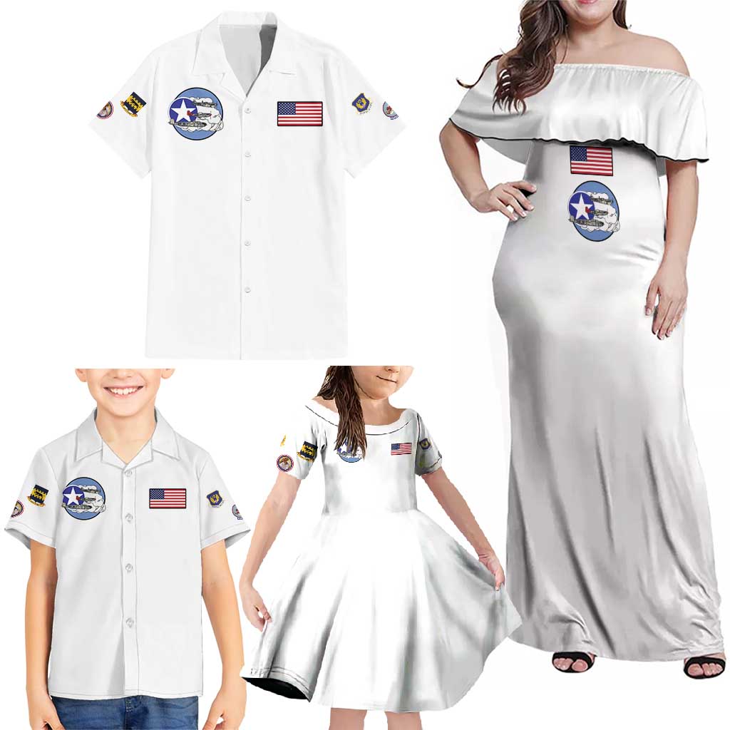 Tuskegee Airmen WWII Heroes Family Matching Off Shoulder Maxi Dress and Hawaiian Shirt The Great American Aviators White Art - Wonder Print Shop