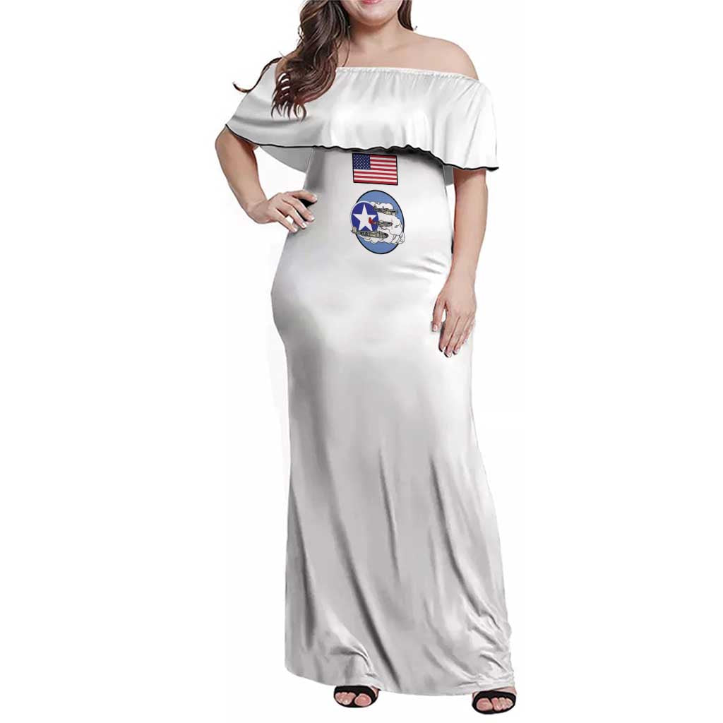 Tuskegee Airmen WWII Heroes Family Matching Off Shoulder Maxi Dress and Hawaiian Shirt The Great American Aviators White Art - Wonder Print Shop