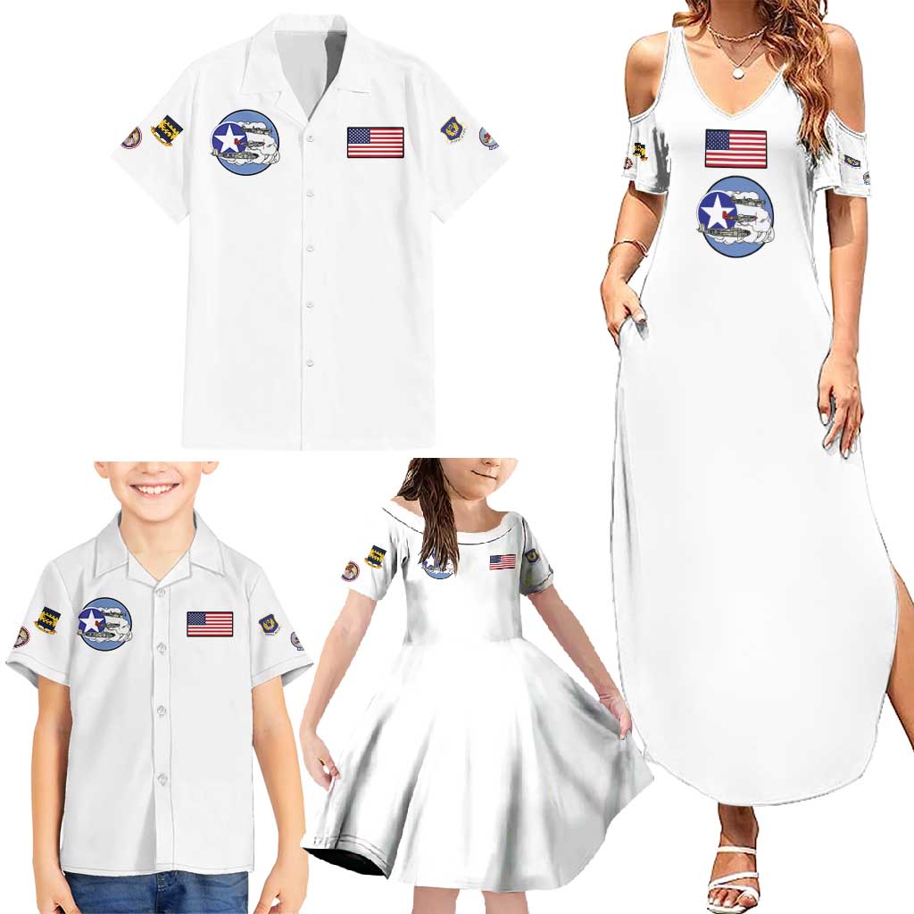 Tuskegee Airmen WWII Heroes Family Matching Summer Maxi Dress and Hawaiian Shirt The Great American Aviators White Art - Wonder Print Shop