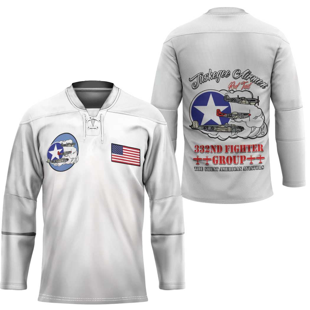 Tuskegee Airmen WWII Heroes Hockey Jersey The Great American Aviators White Art - Wonder Print Shop