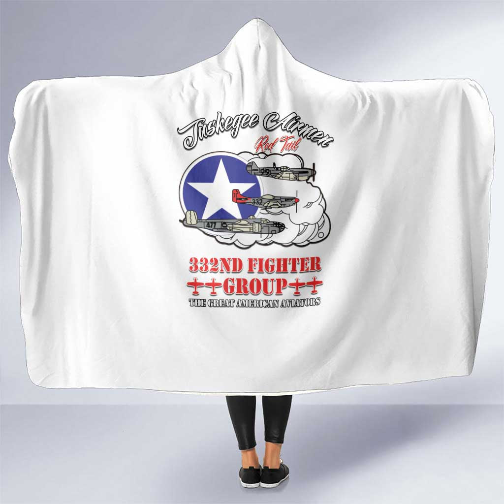 Tuskegee Airmen WWII Heroes Hooded Blanket The Great American Aviators White Art - Wonder Print Shop