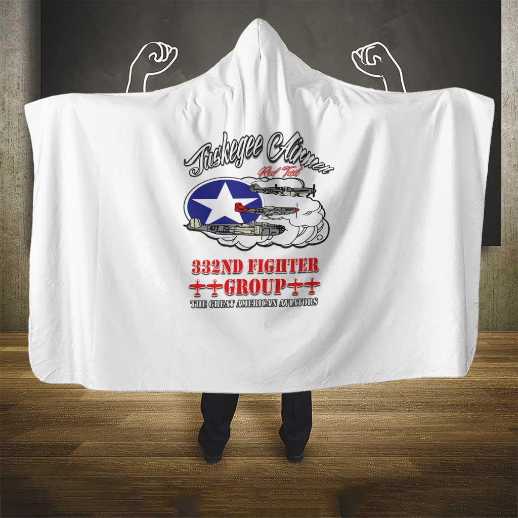 Tuskegee Airmen WWII Heroes Hooded Blanket The Great American Aviators White Art - Wonder Print Shop