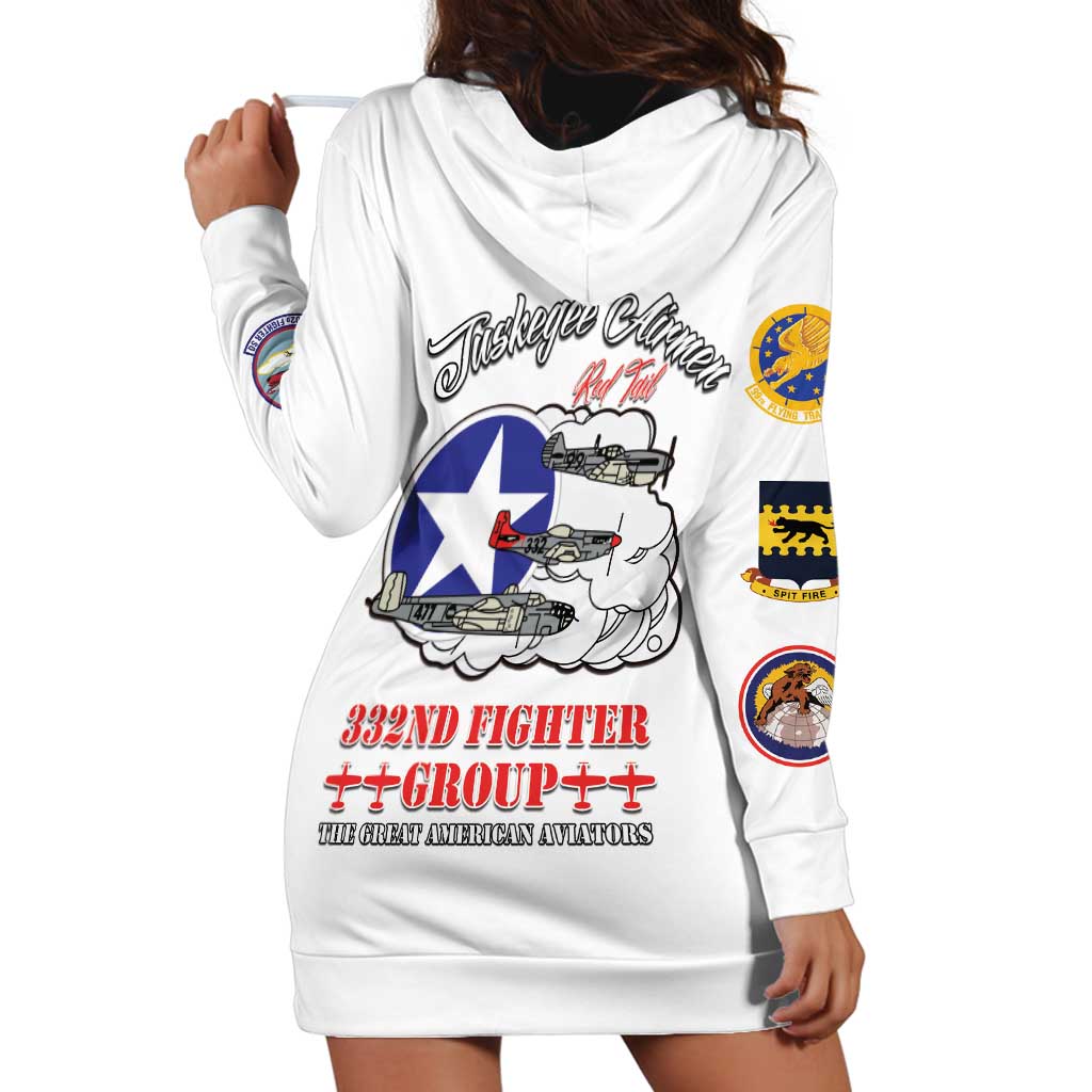 Tuskegee Airmen WWII Heroes Hoodie Dress The Great American Aviators White Art - Wonder Print Shop