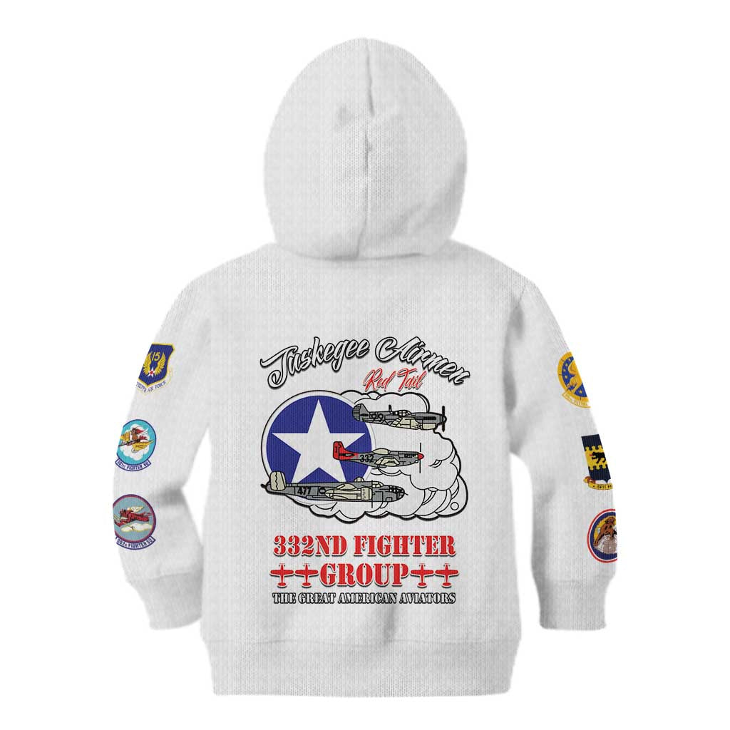 Tuskegee Airmen WWII Heroes Kid Hoodie The Great American Aviators White Art - Wonder Print Shop