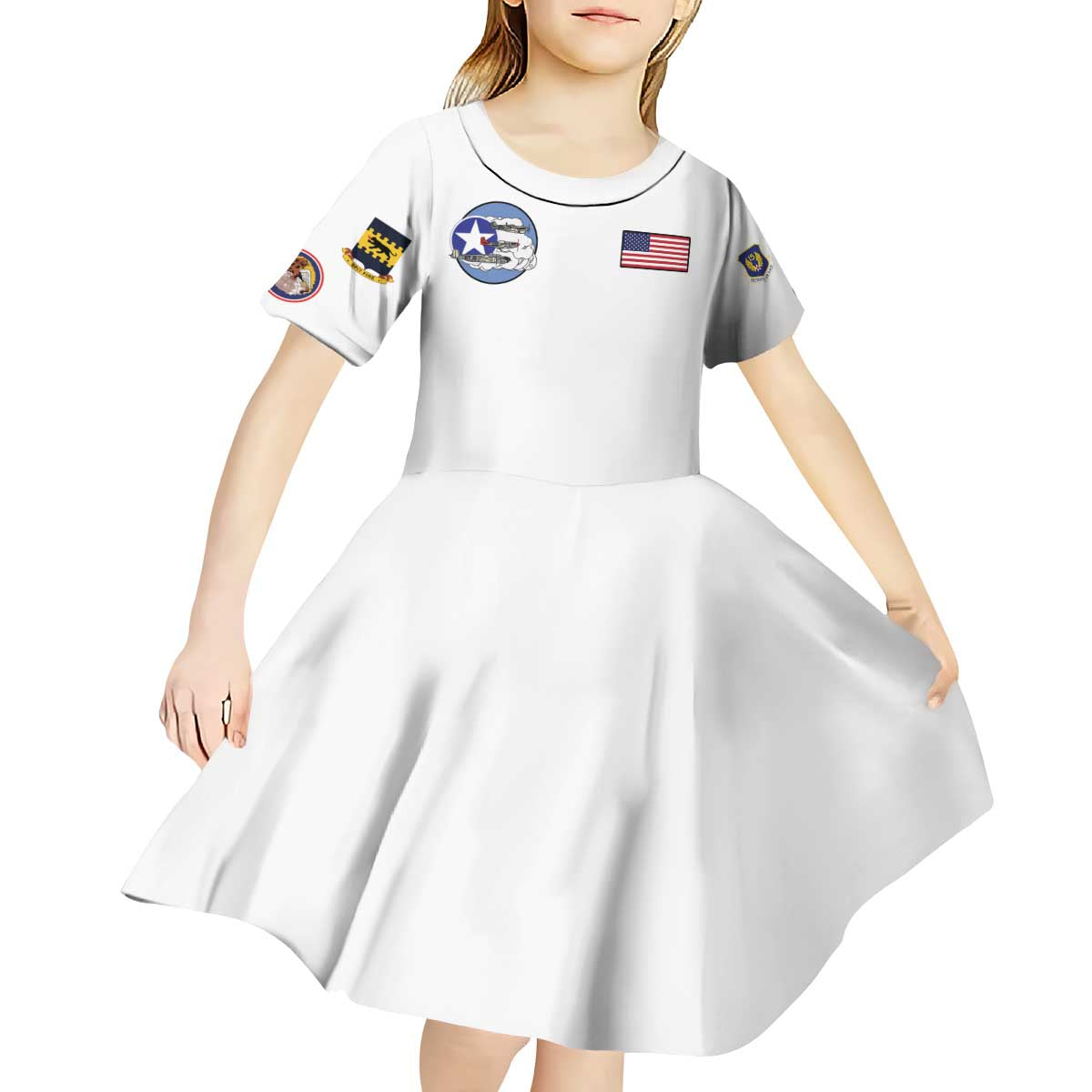Tuskegee Airmen WWII Heroes Kid Short Sleeve Dress The Great American Aviators White Art - Wonder Print Shop
