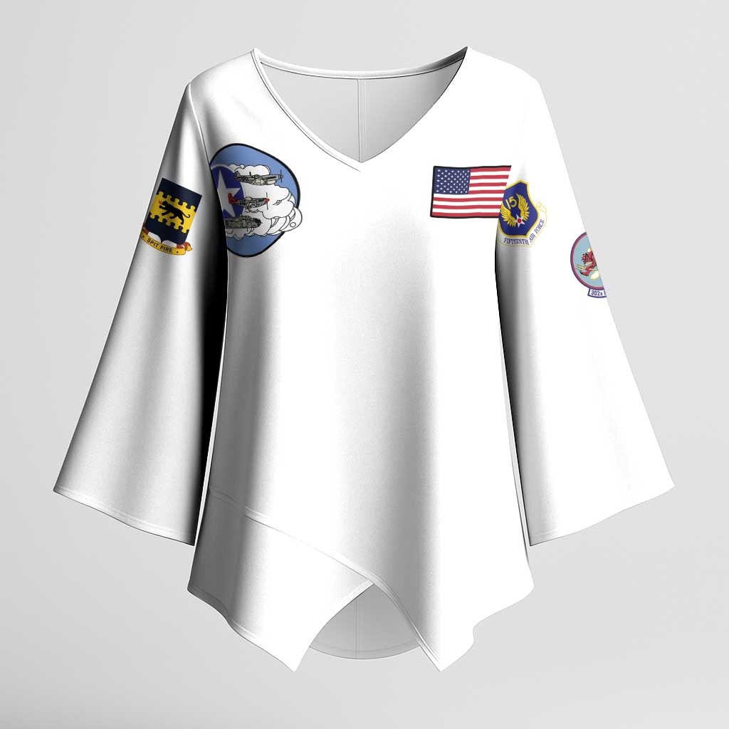 Tuskegee Airmen WWII Heroes Kimono Sleeve Blouse The Great American Aviators White Art - Wonder Print Shop