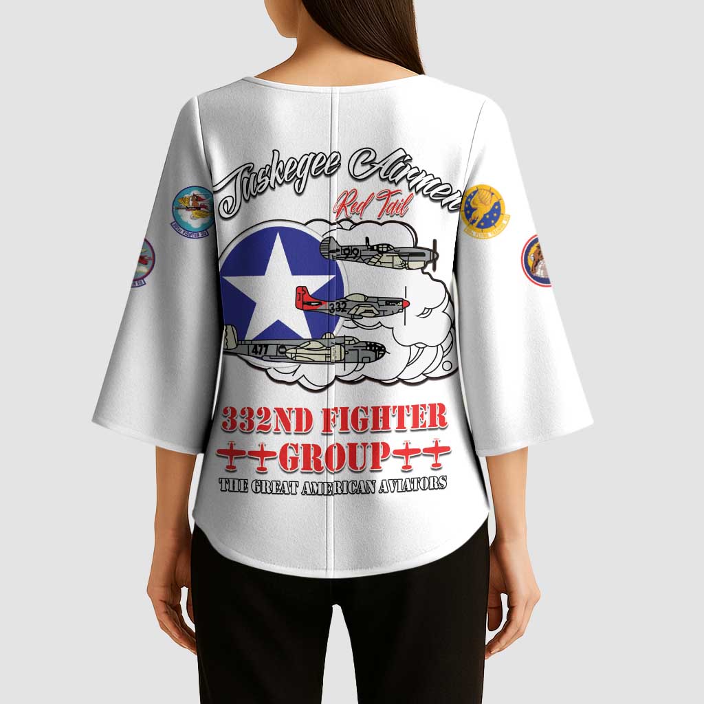Tuskegee Airmen WWII Heroes Kimono Sleeve Blouse The Great American Aviators White Art - Wonder Print Shop