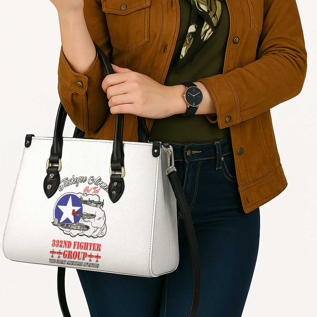 Tuskegee Airmen WWII Heroes Leather Bag The Great American Aviators White Art - Wonder Print Shop