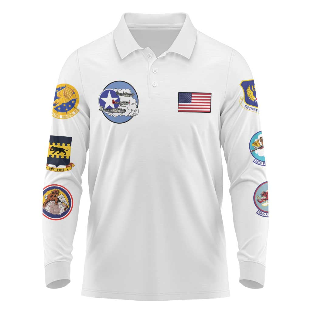 Tuskegee Airmen WWII Heroes Long Sleeve Polo Shirt The Great American Aviators White Art - Wonder Print Shop
