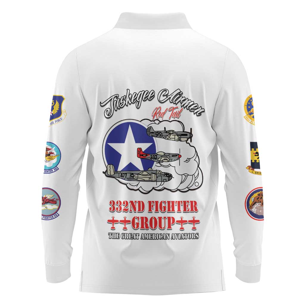 Tuskegee Airmen WWII Heroes Long Sleeve Polo Shirt The Great American Aviators White Art - Wonder Print Shop