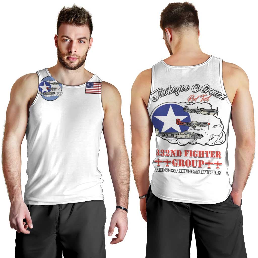 Tuskegee Airmen WWII Heroes Men Tank Top The Great American Aviators White Art - Wonder Print Shop