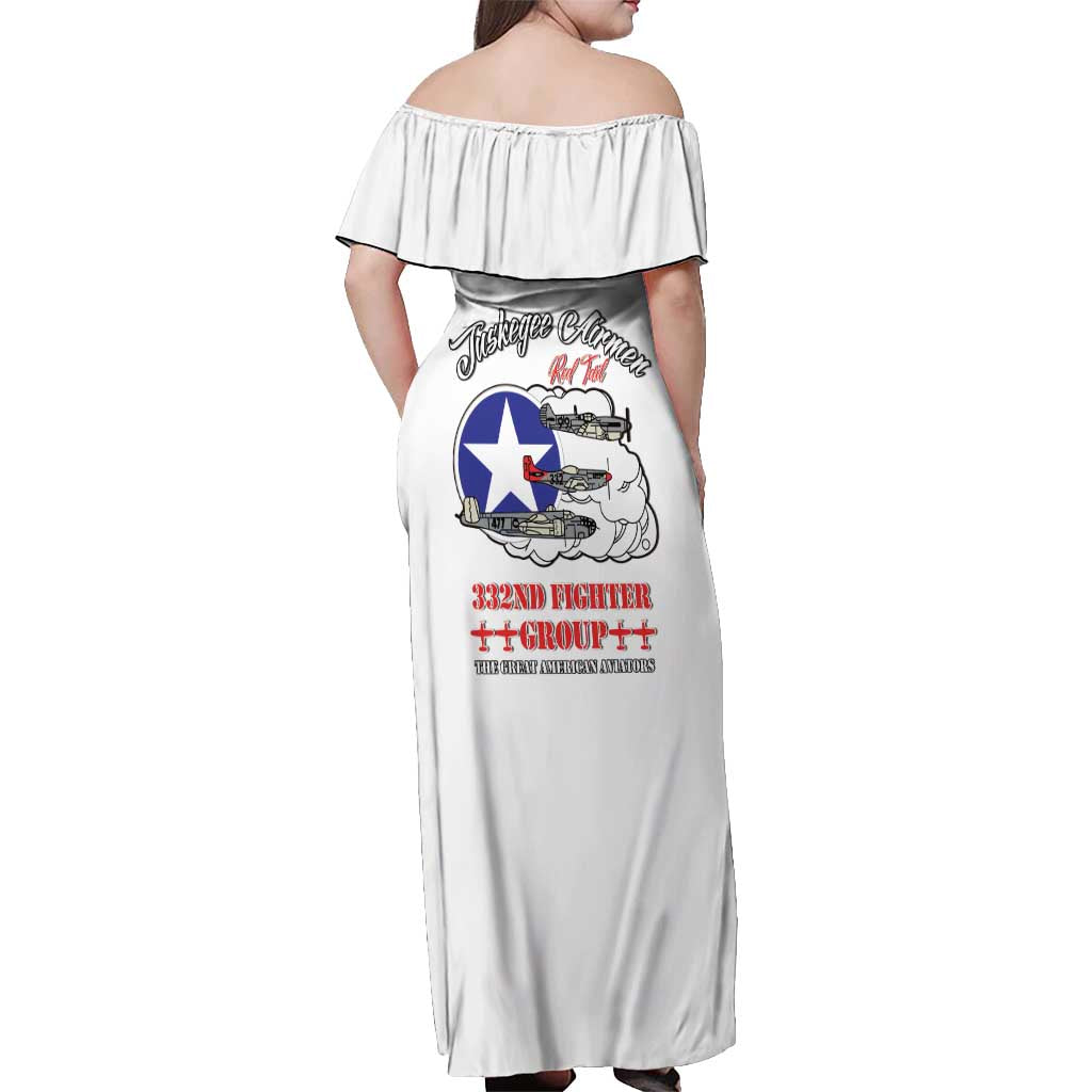 Tuskegee Airmen WWII Heroes Off Shoulder Maxi Dress The Great American Aviators White Art - Wonder Print Shop