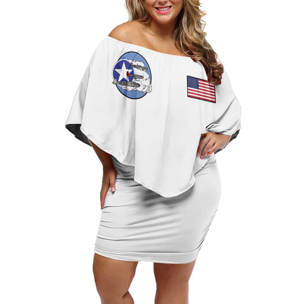 Tuskegee Airmen WWII Heroes Off Shoulder Short Dress The Great American Aviators White Art - Wonder Print Shop