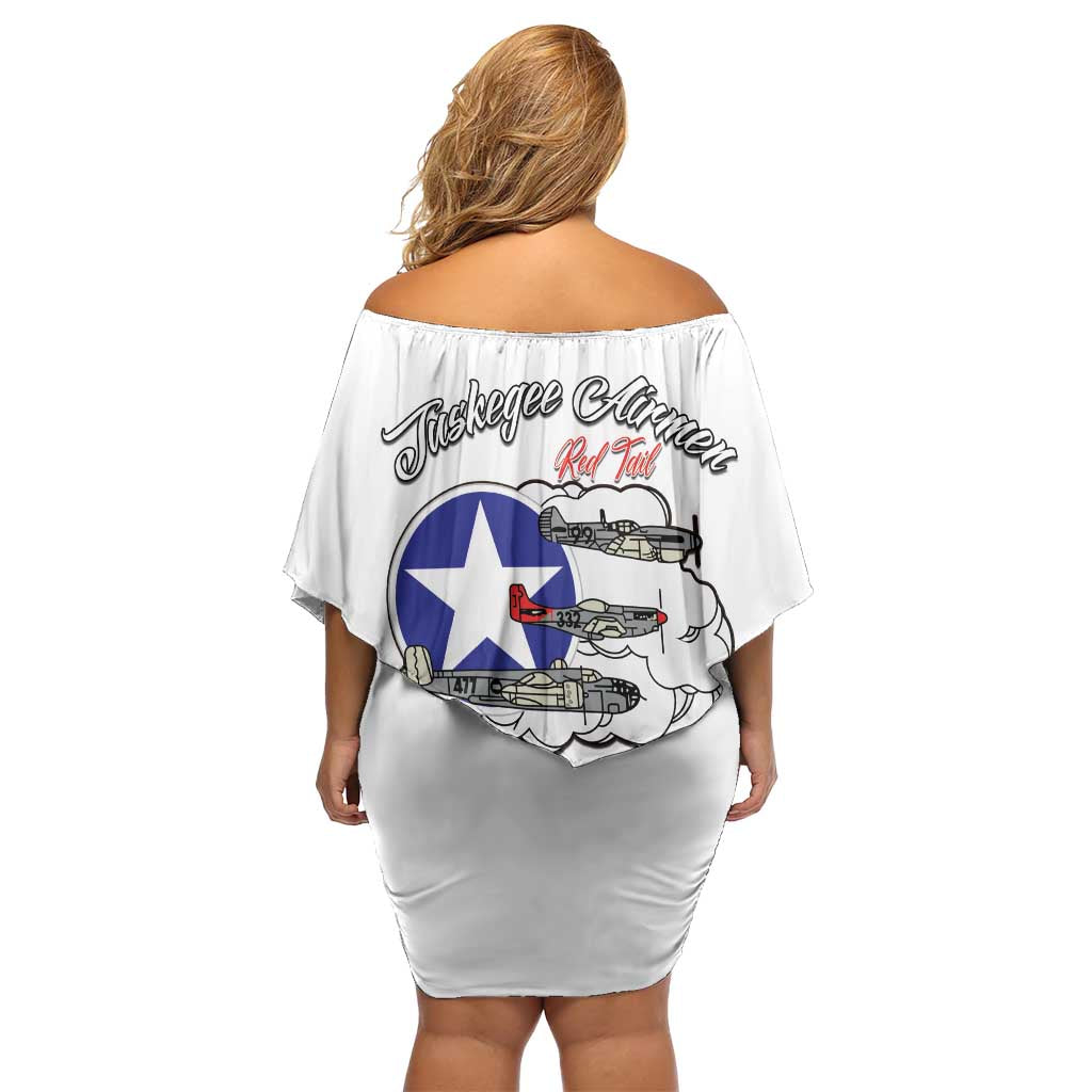 Tuskegee Airmen WWII Heroes Off Shoulder Short Dress The Great American Aviators White Art - Wonder Print Shop