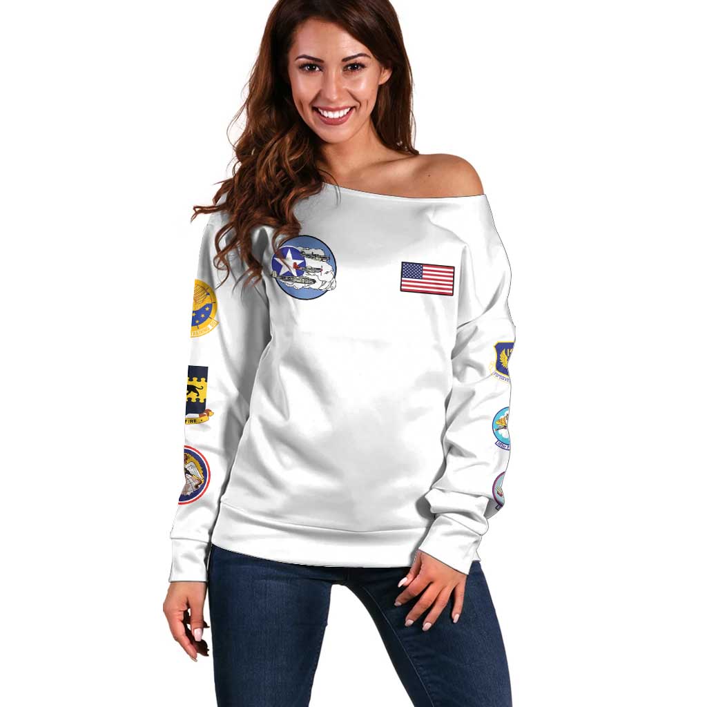Tuskegee Airmen WWII Heroes Off Shoulder Sweater The Great American Aviators White Art - Wonder Print Shop