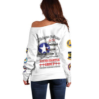 Tuskegee Airmen WWII Heroes Off Shoulder Sweater The Great American Aviators White Art - Wonder Print Shop