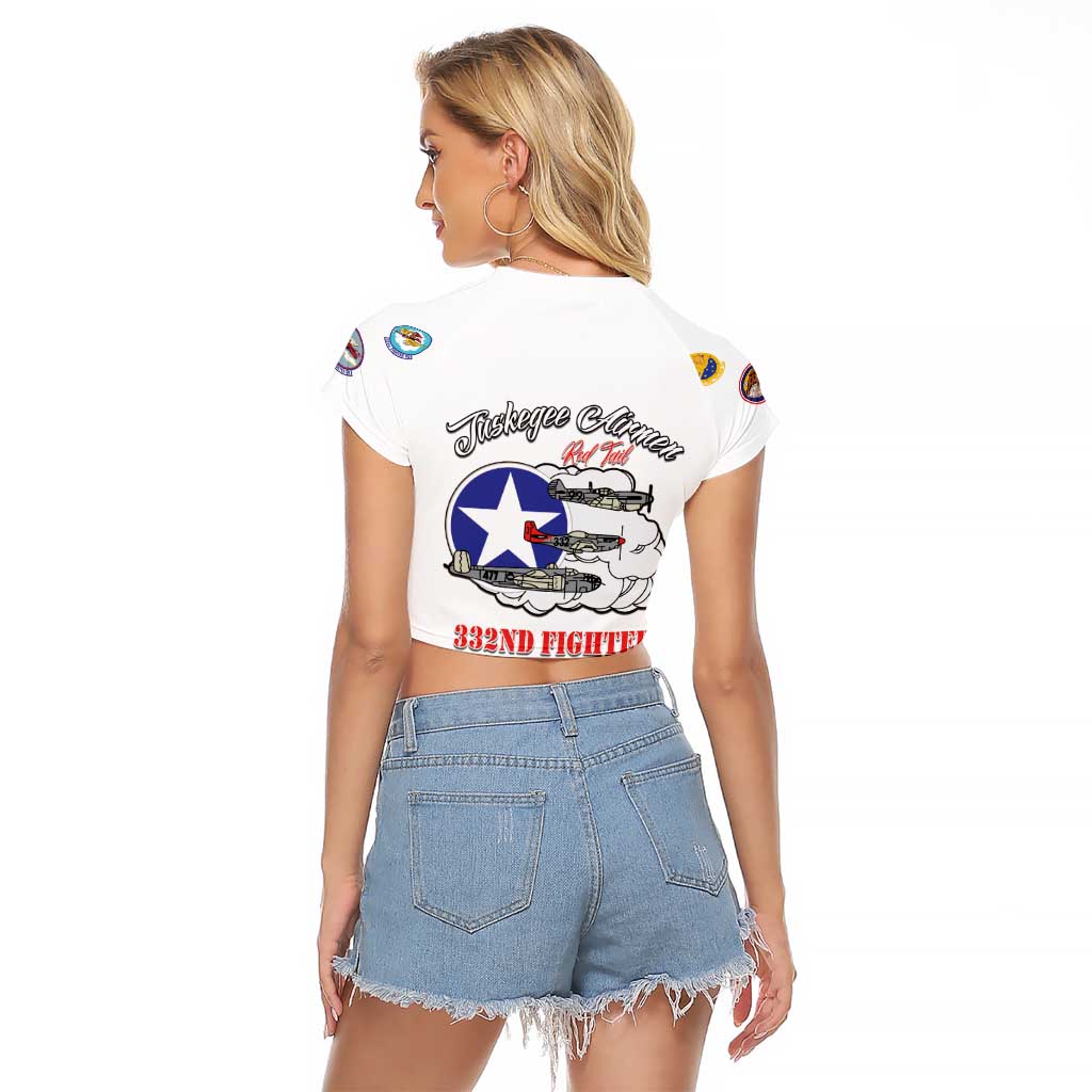 Tuskegee Airmen WWII Heroes Raglan Cropped T Shirt The Great American Aviators White Art - Wonder Print Shop