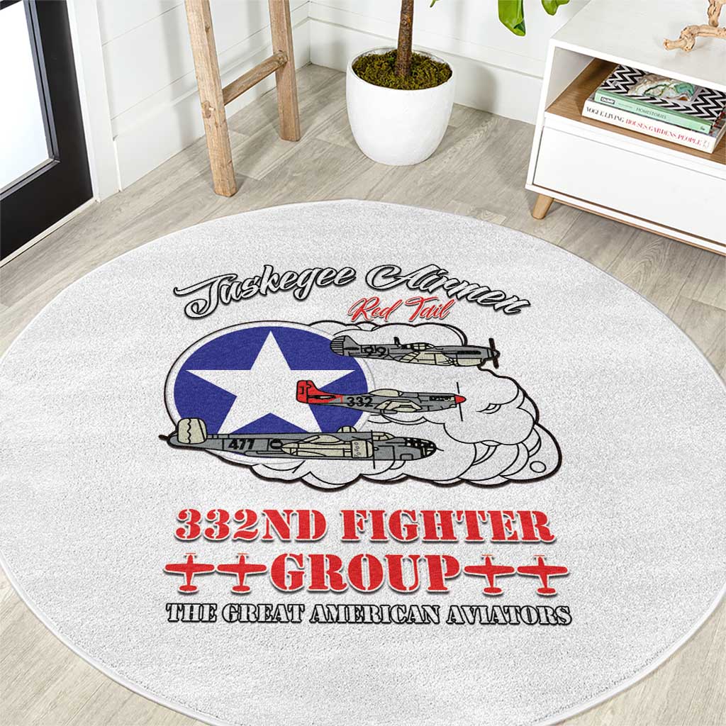 Tuskegee Airmen WWII Heroes Round Carpet The Great American Aviators White Art - Wonder Print Shop