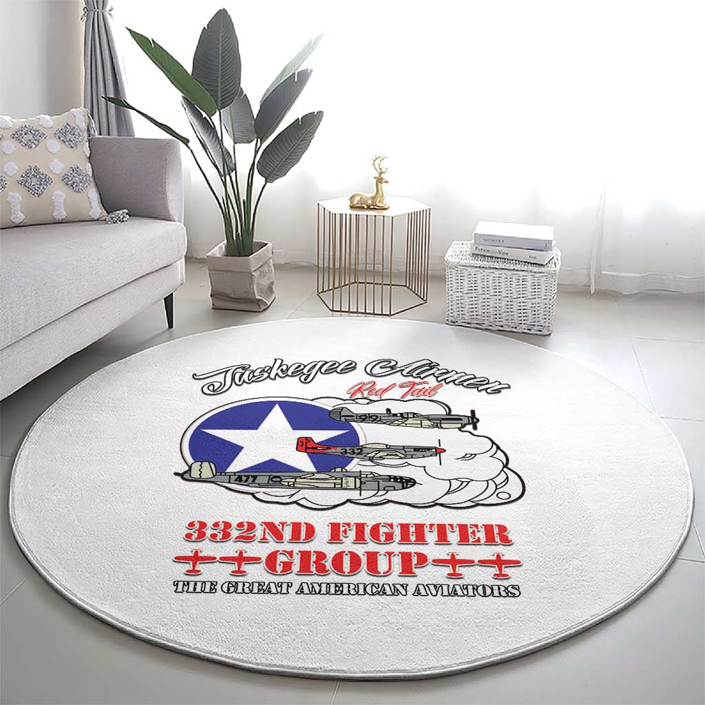 Tuskegee Airmen WWII Heroes Round Carpet The Great American Aviators White Art - Wonder Print Shop