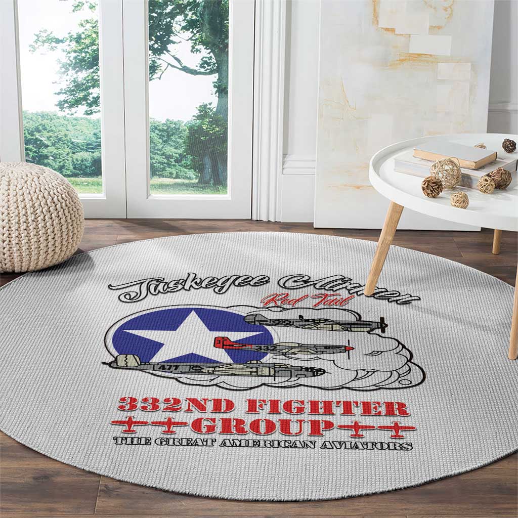 Tuskegee Airmen WWII Heroes Round Carpet The Great American Aviators White Art - Wonder Print Shop