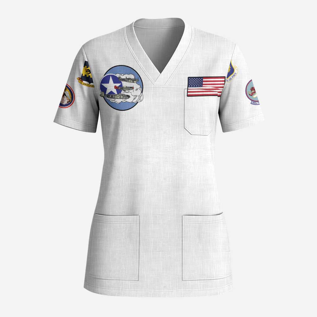 Tuskegee Airmen WWII Heroes Scrub Top The Great American Aviators White Art - Wonder Print Shop