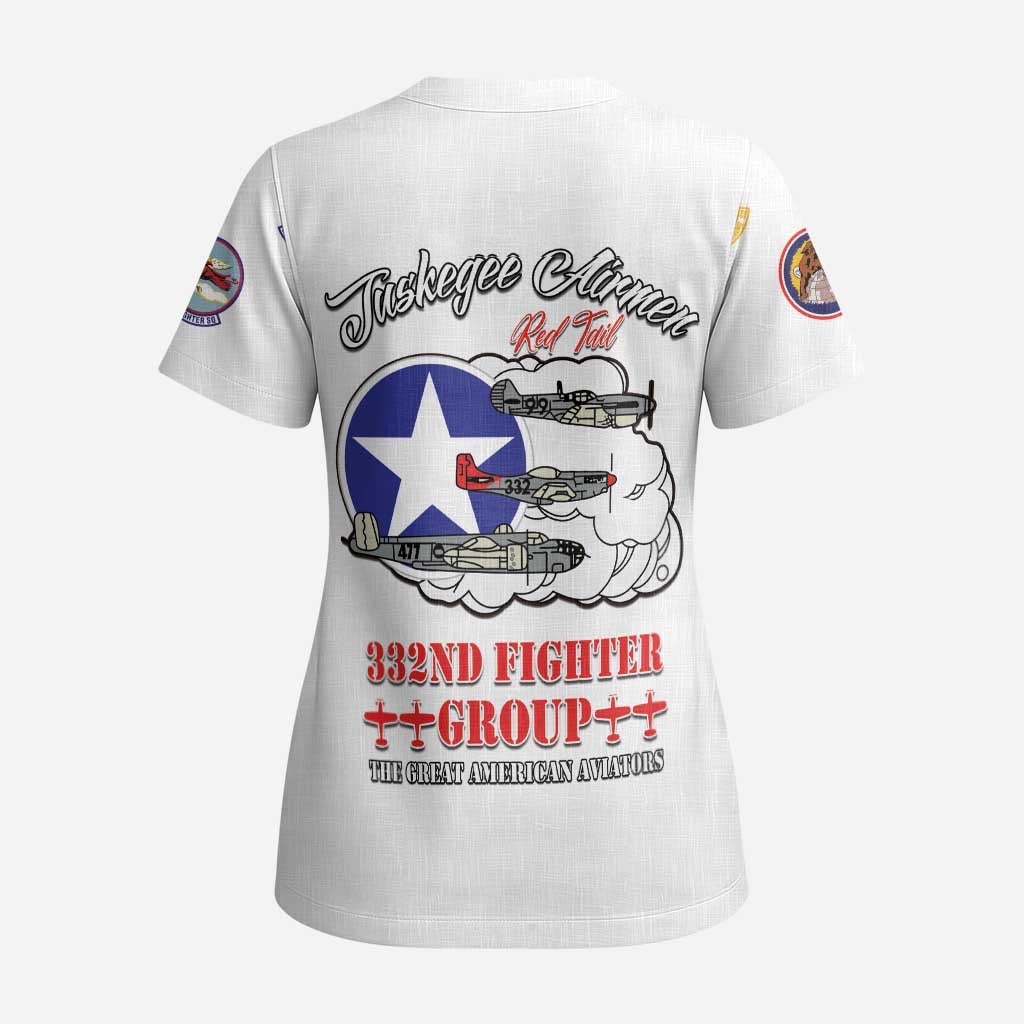 Tuskegee Airmen WWII Heroes Scrub Top The Great American Aviators White Art - Wonder Print Shop