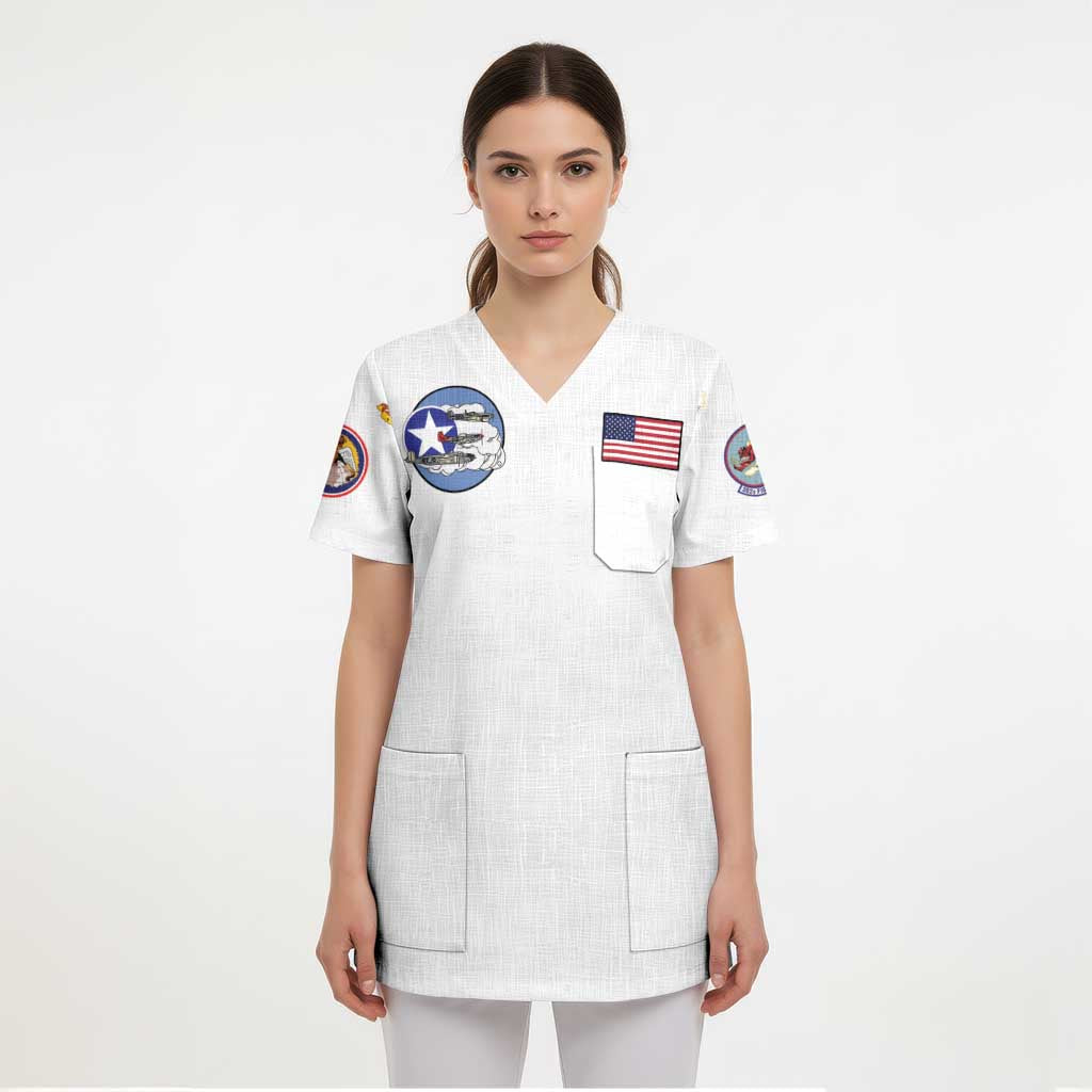 Tuskegee Airmen WWII Heroes Scrub Top The Great American Aviators White Art - Wonder Print Shop